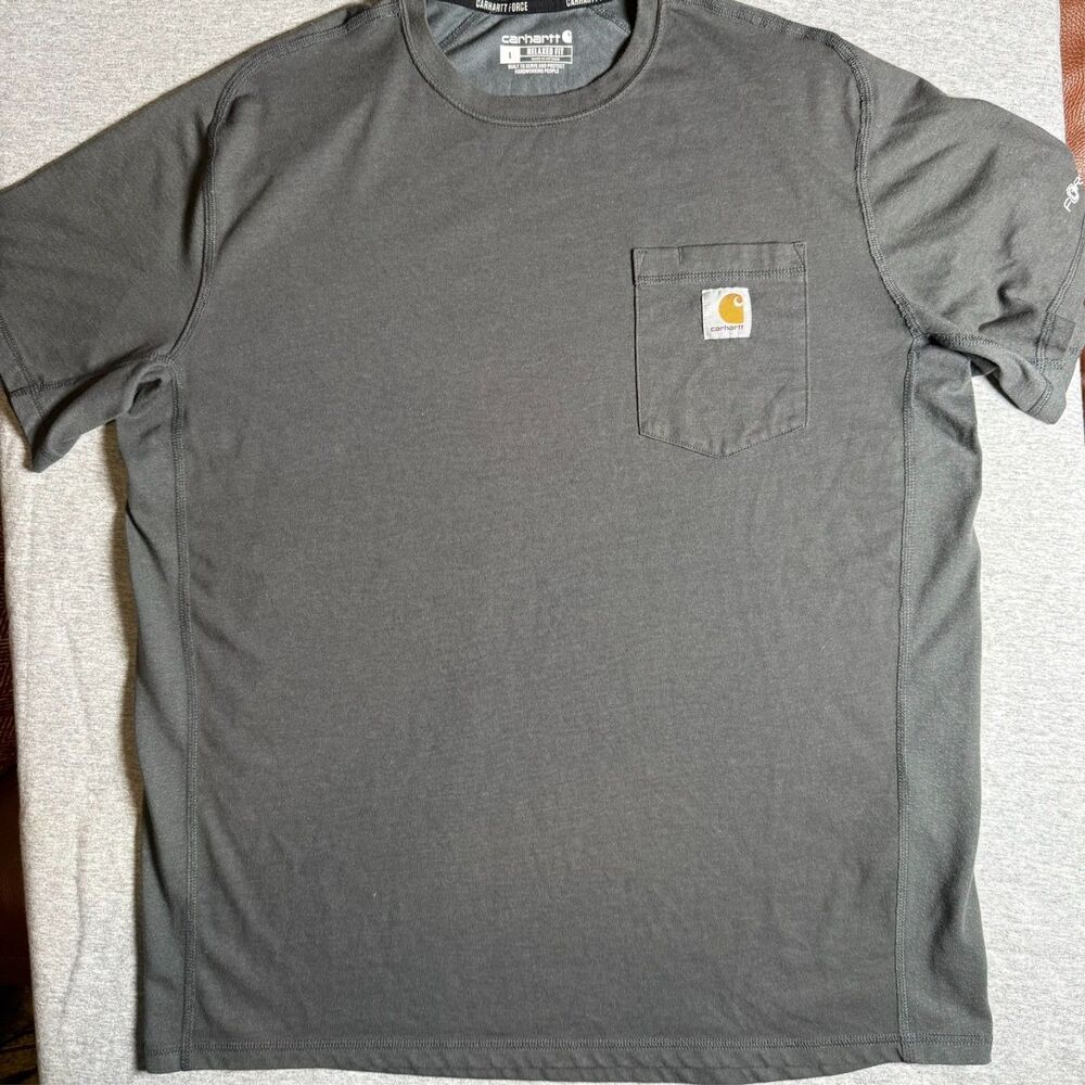Carhartt Force Men's Relaxed Fit Crew Neck Pocket Logo Tee Gray Grey L